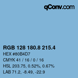カラーコード: RGB 128 180.8 215.4 | qconv.com