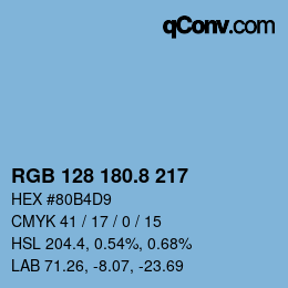 カラーコード: RGB 128 180.8 217 | qconv.com