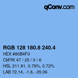 カラーコード: RGB 128 180.8 240.4 | qconv.com