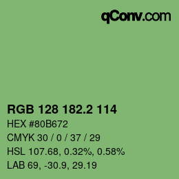 カラーコード: RGB 128 182.2 114 | qconv.com