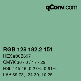 カラーコード: RGB 128 182.2 151 | qconv.com