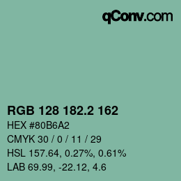 カラーコード: RGB 128 182.2 162 | qconv.com