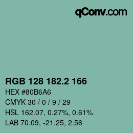 カラーコード: RGB 128 182.2 166 | qconv.com