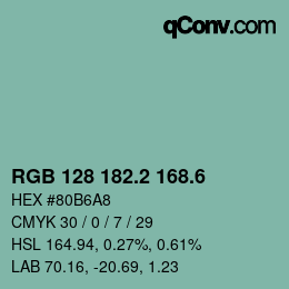 カラーコード: RGB 128 182.2 168.6 | qconv.com