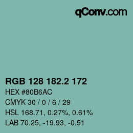 カラーコード: RGB 128 182.2 172 | qconv.com