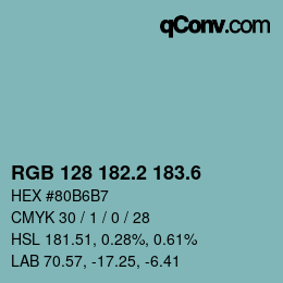 カラーコード: RGB 128 182.2 183.6 | qconv.com