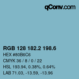 カラーコード: RGB 128 182.2 198.6 | qconv.com