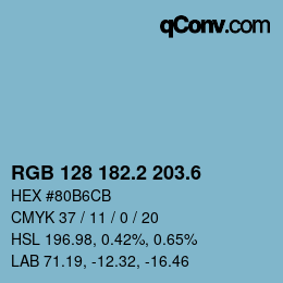 カラーコード: RGB 128 182.2 203.6 | qconv.com