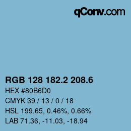 カラーコード: RGB 128 182.2 208.6 | qconv.com