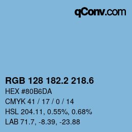 カラーコード: RGB 128 182.2 218.6 | qconv.com