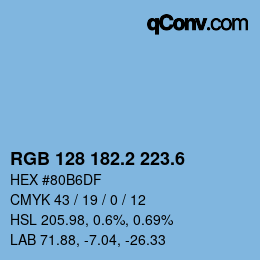 カラーコード: RGB 128 182.2 223.6 | qconv.com