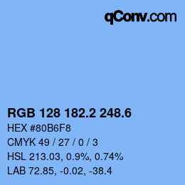 カラーコード: RGB 128 182.2 248.6 | qconv.com