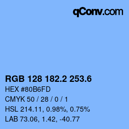 カラーコード: RGB 128 182.2 253.6 | qconv.com