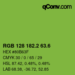 颜色代码: RGB 128 182.2 63.6 | qconv.com