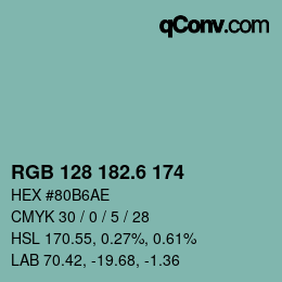 カラーコード: RGB 128 182.6 174 | qconv.com
