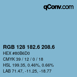 カラーコード: RGB 128 182.6 208.6 | qconv.com