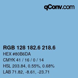 カラーコード: RGB 128 182.6 218.6 | qconv.com