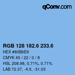 カラーコード: RGB 128 182.6 233.6 | qconv.com