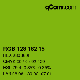 カラーコード: RGB 128 182 15 | qconv.com