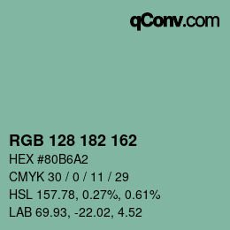 Color code: RGB 128 182 162 | qconv.com