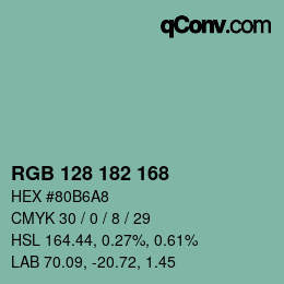 Color code: RGB 128 182 168 | qconv.com