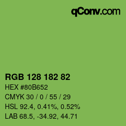 Color code: RGB 128 182 82 | qconv.com