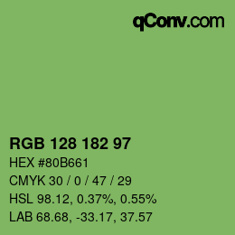 Color code: RGB 128 182 97 | qconv.com