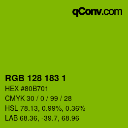 Color code: RGB 128 183 1 | qconv.com