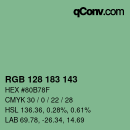 カラーコード: RGB 128 183 143 | qconv.com