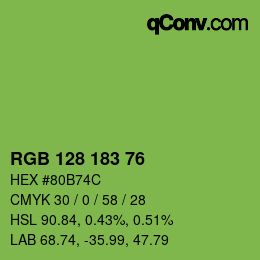 Color code: RGB 128 183 76 | qconv.com