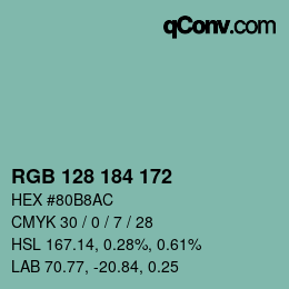 Color code: RGB 128 184 172 | qconv.com