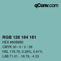 Color code: RGB 128 184 181 | qconv.com
