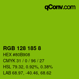 Color code: RGB 128 185 8 | qconv.com