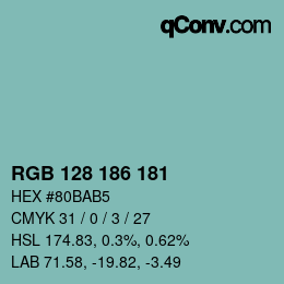 Color code: RGB 128 186 181 | qconv.com