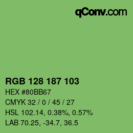 カラーコード: RGB 128 187 103 | qconv.com