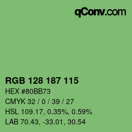 Color code: RGB 128 187 115 | qconv.com