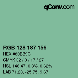 Color code: RGB 128 187 156 | qconv.com