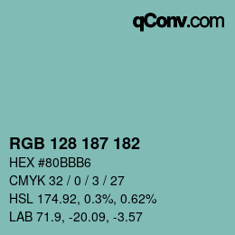 Color code: RGB 128 187 182 | qconv.com