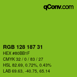 カラーコード: RGB 128 187 31 | qconv.com