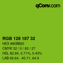 カラーコード: RGB 128 187 32 | qconv.com
