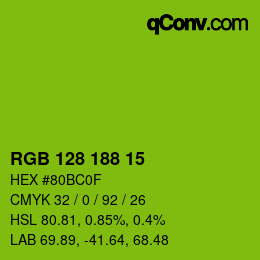 Color code: RGB 128 188 15 | qconv.com