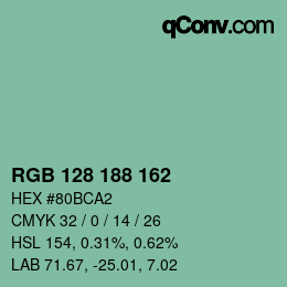 Color code: RGB 128 188 162 | qconv.com