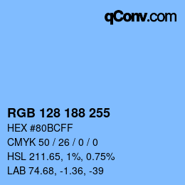 Color code: RGB 128 188 255 | qconv.com