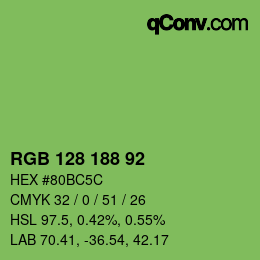 カラーコード: RGB 128 188 92 | qconv.com