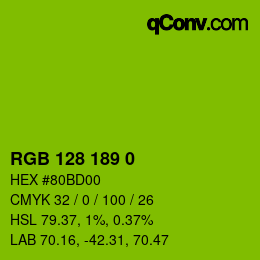颜色代码: RGB 128 189 0 | qconv.com
