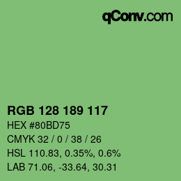 颜色代码: RGB 128 189 117 | qconv.com