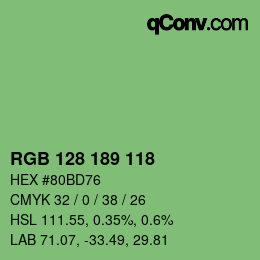 Código de color: RGB 128 189 118 | qconv.com