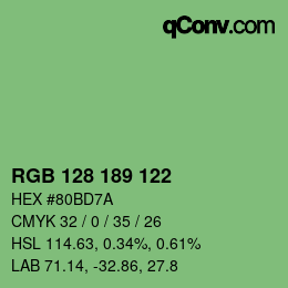 Color code: RGB 128 189 122 | qconv.com