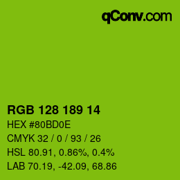 カラーコード: RGB 128 189 14 | qconv.com