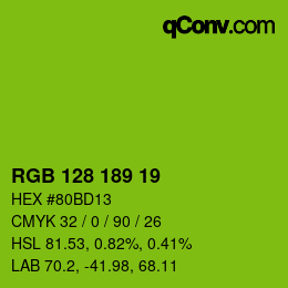 Color code: RGB 128 189 19 | qconv.com